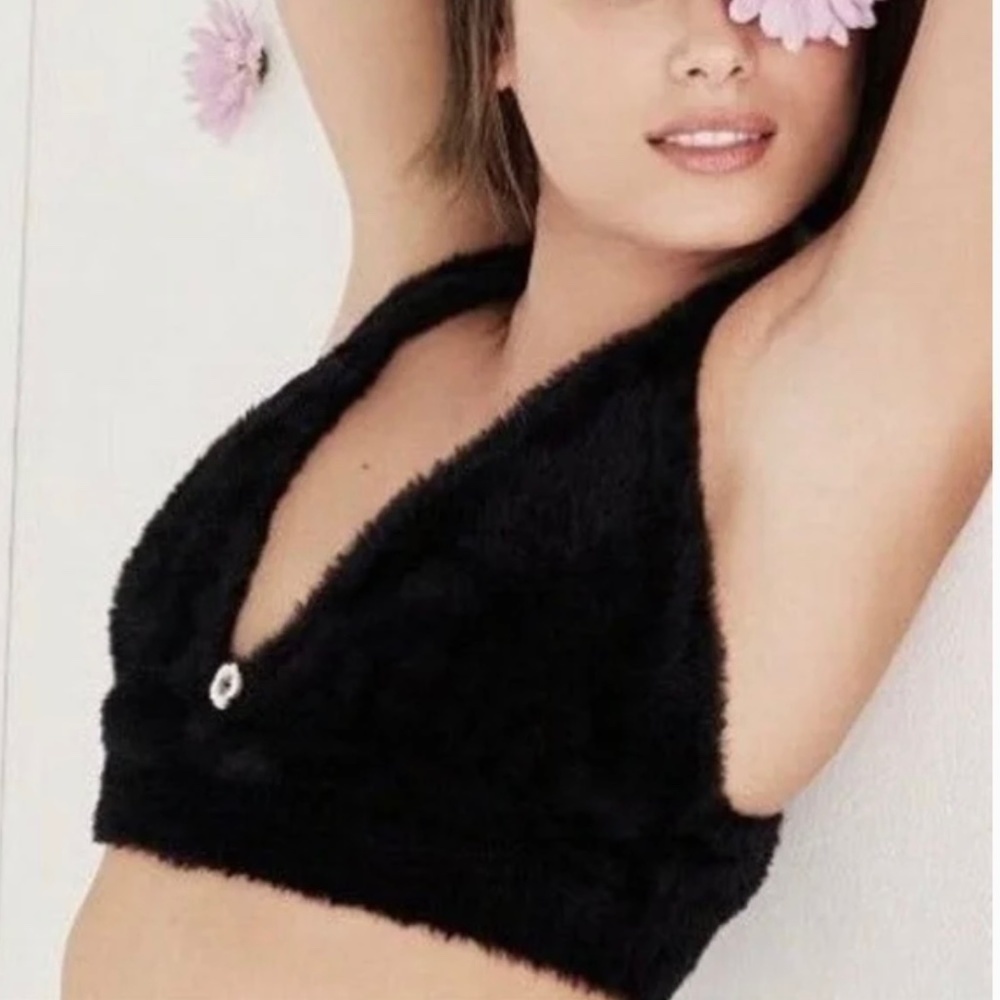 NWT Fo Love & Lemons Luxe Plush Fuzzy Cropped Lounge Bra Top NWT/NEW For Love An